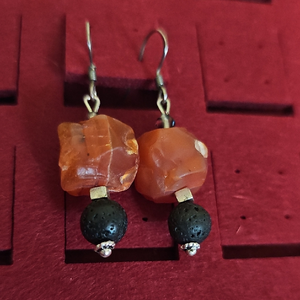 Handmade Carnelian & Coral Earrings